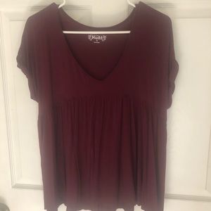 Burgundy v-neck top